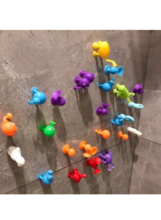 18pcs Suction Bath Toys for Kids, Silicone Ocean Animal Cup Toys, Fine Motor Skills Development, Sensory Travel Toys for Toddlers, Educational Gift for Ages 3 and Up