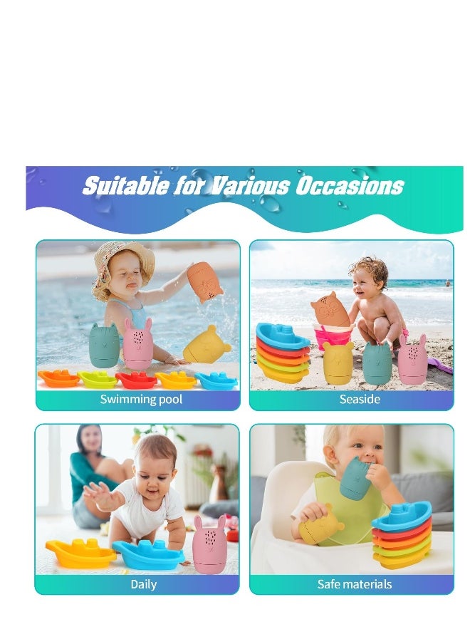 Bath Toys Floating Boat Train with Silicone Bath Toys, 9Pcs Mold Free No Mold Baby Bath Toys for Kids Ages 1-3, Bathtub Bath Toys for Toddlers 1-3, Infant Pool Shower Toys for 1 2 3 4 Kids Boys Girls