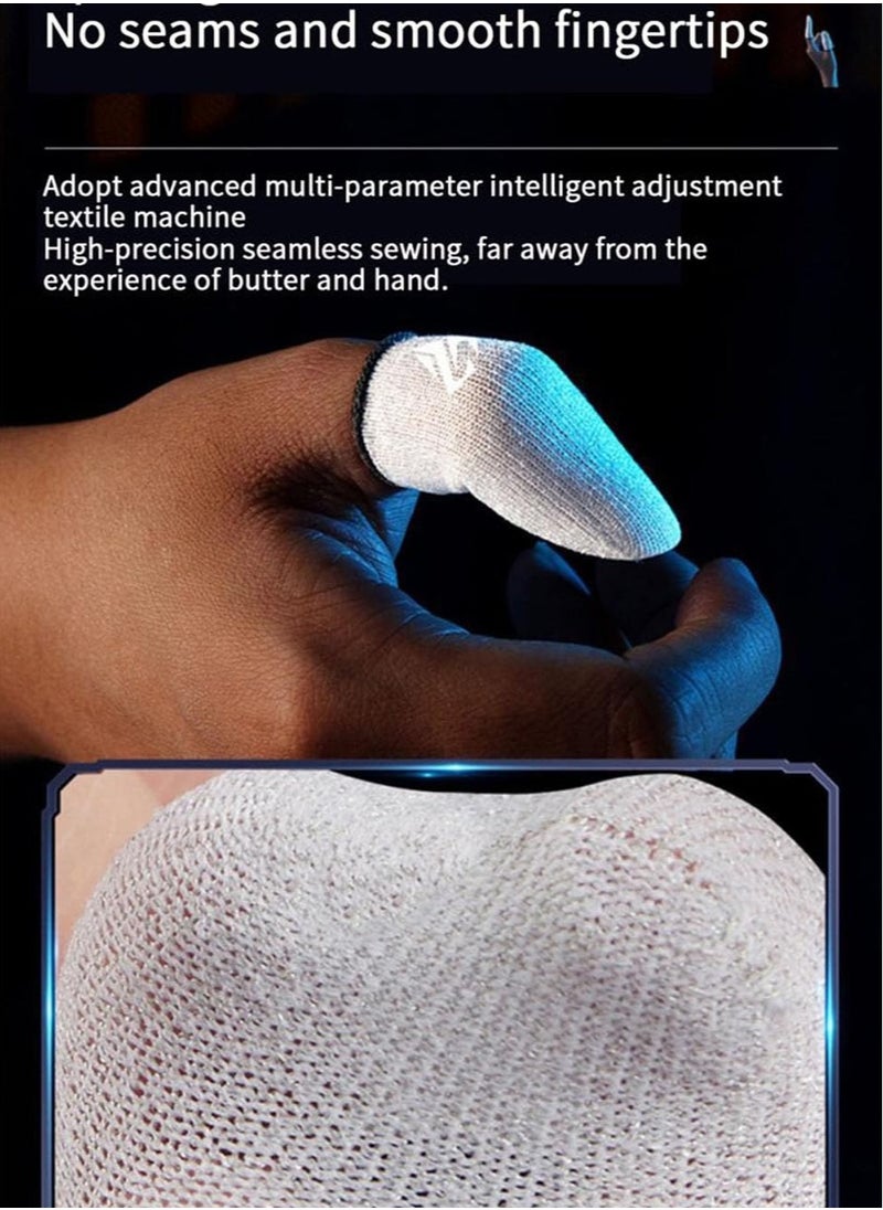 4pcs Gaming Finger gloves,Paired With A Metal Storage Box,100% Visible Silver Fibers,Just Right Pressure/Breathable/Sweatproof（silvery）