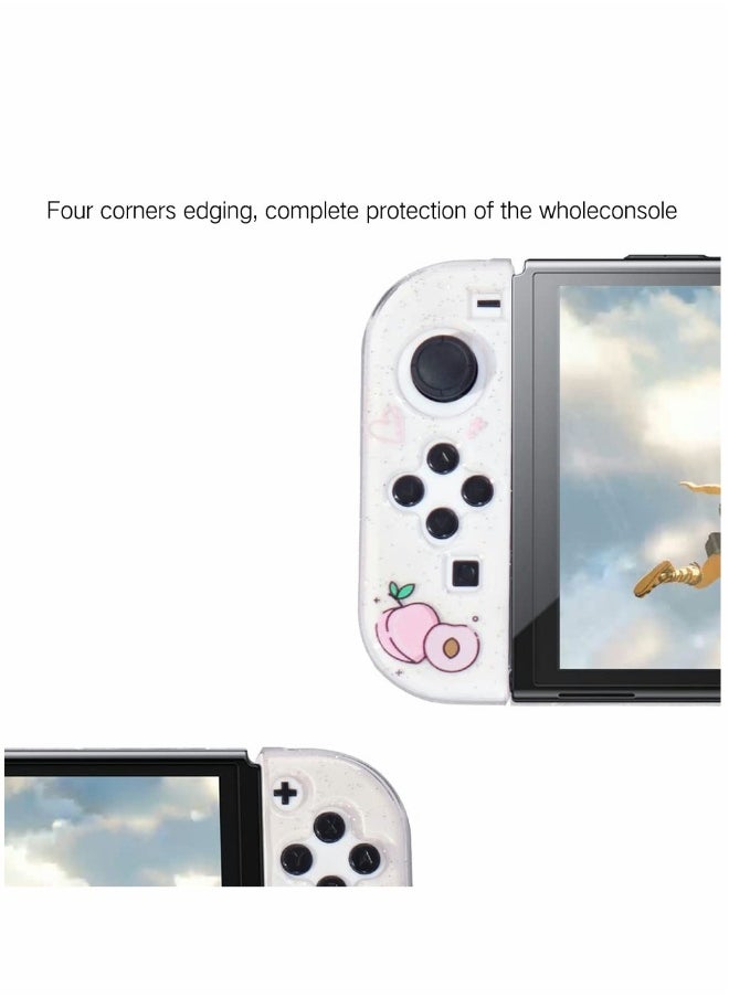 Cute Peach Crystal Hard Shell TPU Protective Case for Nintendo Switch OLED - Shock-Absorbing, Anti-Scratch, Anti-Slip Skin Grip Cover (Peach)