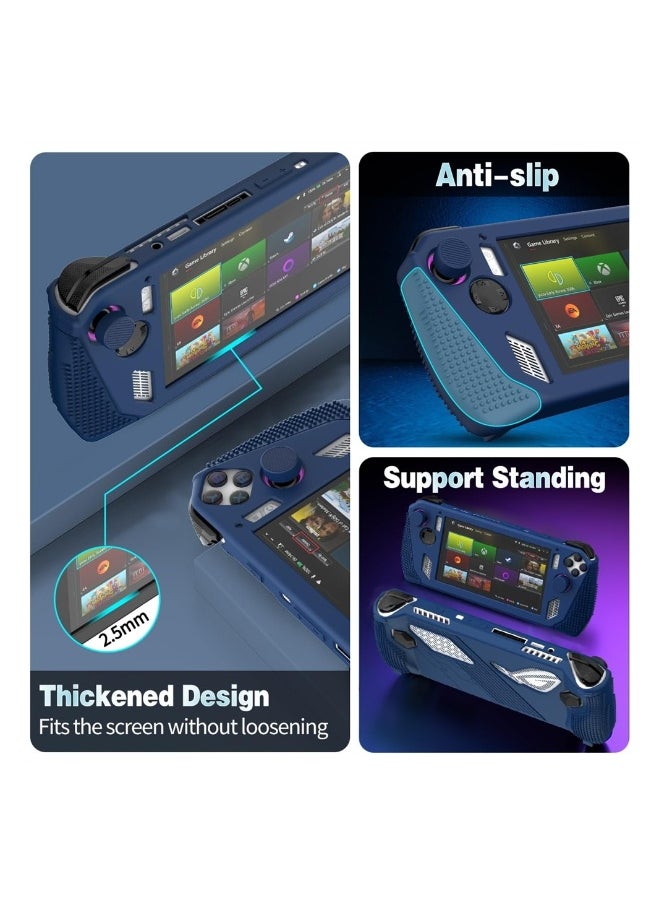 Rog Ally Protective Silicone Case with Kickstand and Anti-Scratch Design Includes 2 Pairs Thumb Grips Blue