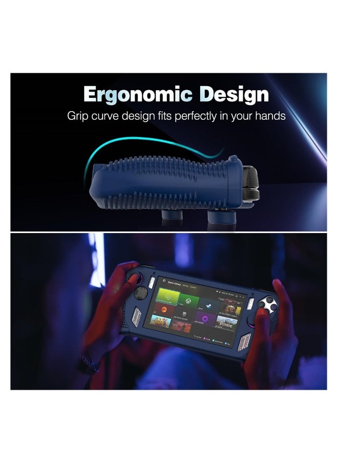 Rog Ally Protective Silicone Case with Kickstand and Anti-Scratch Design Includes 2 Pairs Thumb Grips Blue