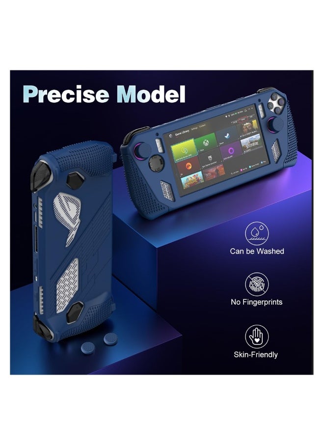 Rog Ally Protective Silicone Case with Kickstand and Anti-Scratch Design Includes 2 Pairs Thumb Grips Blue