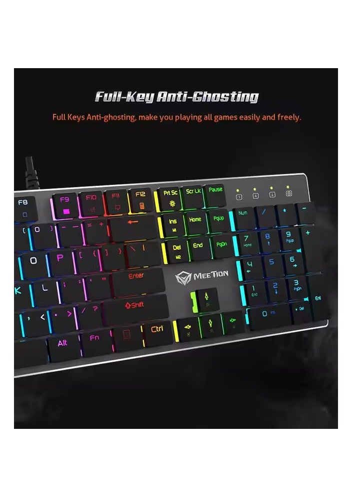 MEETION MK80 Ultrathin Mechanical RGB backlit full keys anti-ghosting ultrathin chocolate keycaps Mechanical Blue Switch Gold-Plating USB Best Gaming Keyboard Black