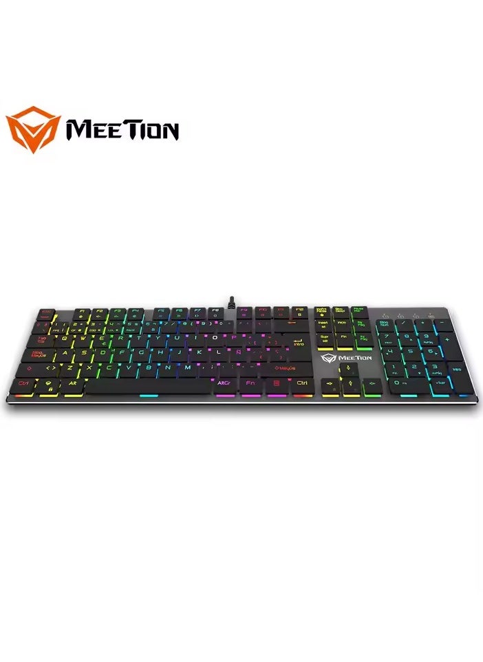 MEETION MK80 Ultrathin Mechanical RGB backlit full keys anti-ghosting ultrathin chocolate keycaps Mechanical Blue Switch Gold-Plating USB Best Gaming Keyboard Black