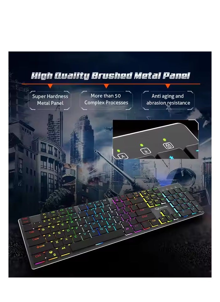 MEETION MK80 Ultrathin Mechanical RGB backlit full keys anti-ghosting ultrathin chocolate keycaps Mechanical Blue Switch Gold-Plating USB Best Gaming Keyboard Black