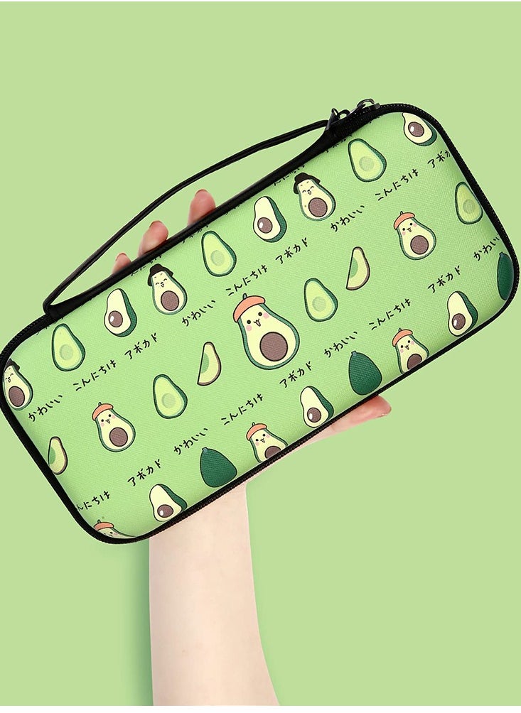 Storage Bag Case for Nintendo Switch Game Console, Cartoon Avocado Cute Hard Portable Travel Carry Case with 12 Game Card Slots, Inner Storage Bag for Joy-Con & Accessories