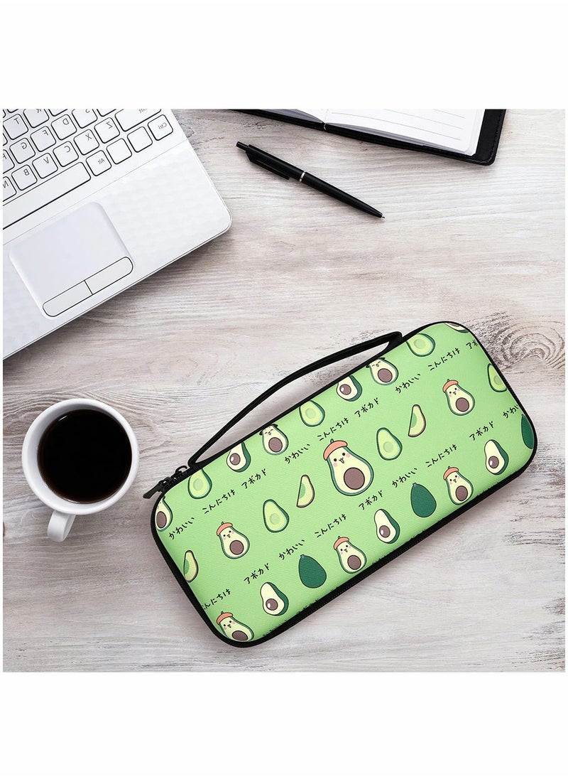 Storage Bag Case for Nintendo Switch Game Console, Cartoon Avocado Cute Hard Portable Travel Carry Case with 12 Game Card Slots, Inner Storage Bag for Joy-Con & Accessories