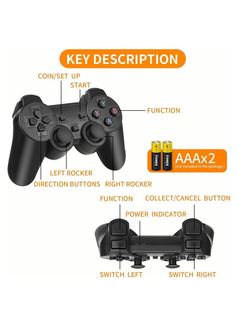 Wireless Retro Game Console, Plug u0026 Play Video TV Game Stick With 10000+ Games Built-in, 9 Emulators, 4K HDMI Output for TV with Dual 2.4G Wireless Controllers