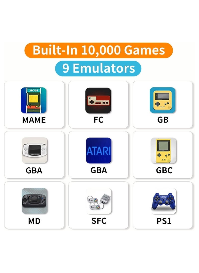 Wireless Retro Game Console, Plug u0026 Play Video TV Game Stick With 10000+ Games Built-in, 9 Emulators, 4K HDMI Output for TV with Dual 2.4G Wireless Controllers