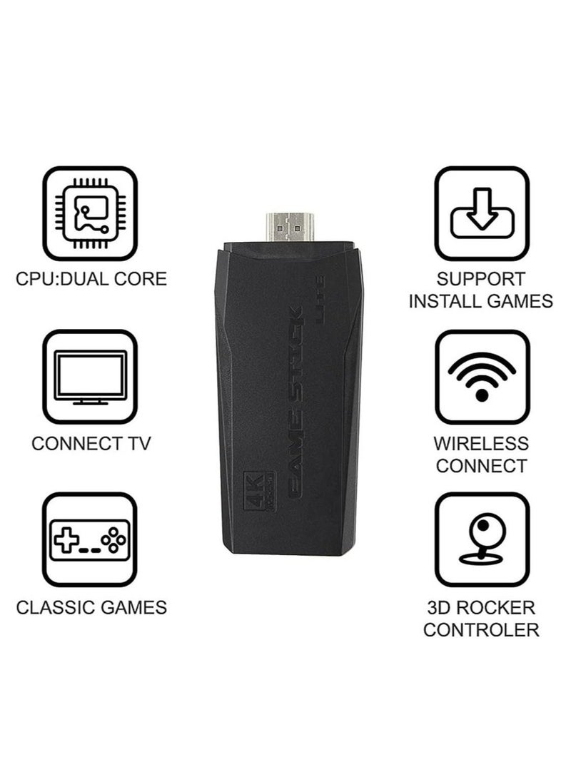M8 Retro Game Console, Built-in 10000+ Games, Wireless 4K HDMI Plug and Play Video Game Stick, 2 Wireless Gamepads