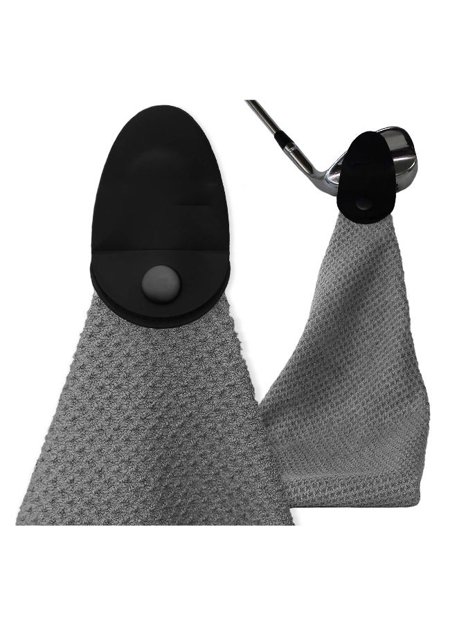 Magnetic Golf Towel, Gray, Top-Tier Microfiber Golf Towel with Deep Waffle Pockets, for Golf Bags, Industrial Strength Magnet for Strong Hold to Golf Carts or Clubs, with Clip for Men  Women
