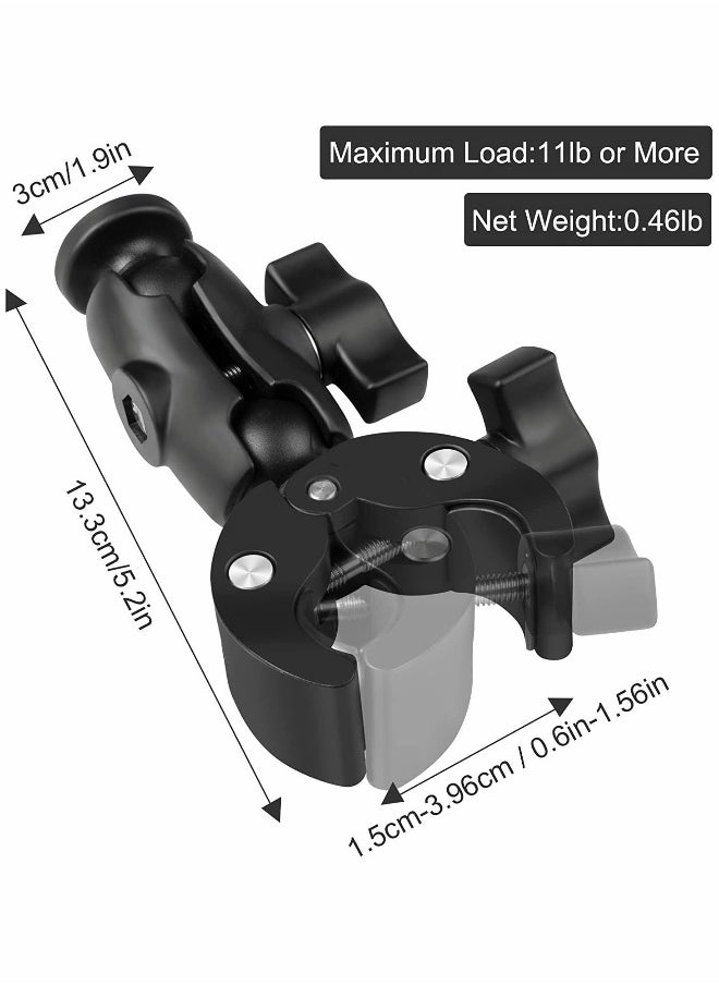 Camera Clamp for GoPr 10 Clamp Mount Double Ball Head Adapter 360 Degree Rotation Action Camera Clamp