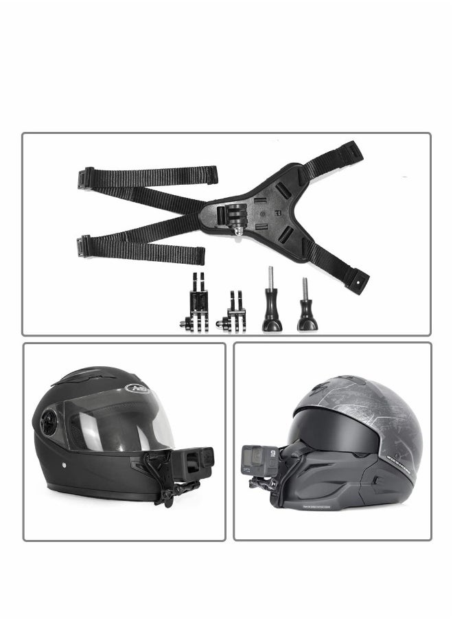 Motorcycle Helmet Chin Mount for Gopro Camera Helmet Strap Holder with Extension Swivel Arm Compatible with Hero 10/9/8/7/6/5 Dji Action Camera Motorcycle Helmet Chin Holder Bracket Accessories Black