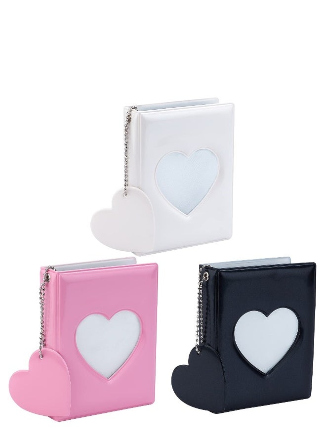 3 Inch Mini Photo Album, Kpop Photocard Holder Book, Colors Heart Hollow Card Binder Album with Pendant 32 Pockets