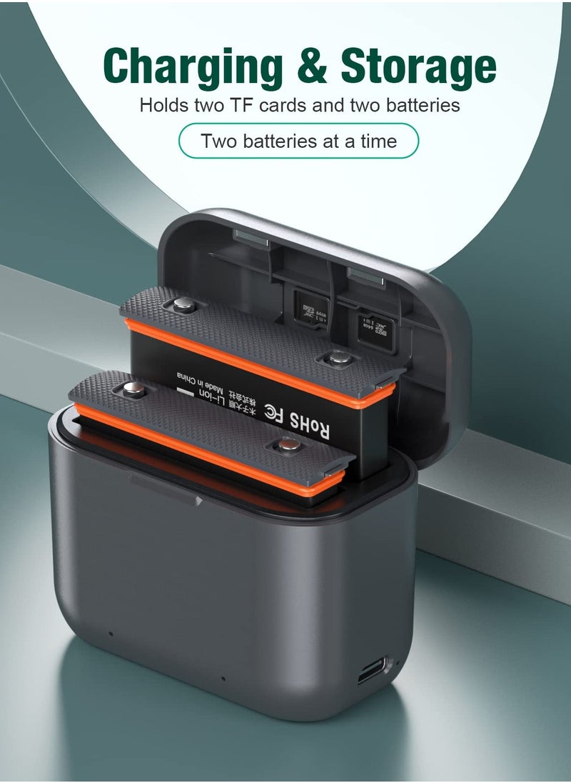 2-Pack Replacement Batteries for Insta360 X3 (1800mAh) with Dual Slot USB Fast Charger Hub - High Capacity Compatible with Insta360 X3 Action Camera (Fully Compatible with Original)