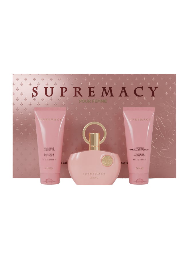 Gift Set Supremacy Pink Eau De Parfum, 100 Ml + Shower Gel 100 Ml + Body Lotion 100 Ml, Perfume Gift Set For Women