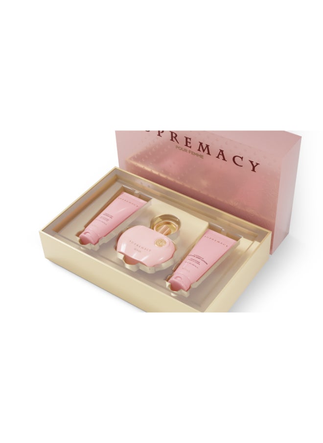 Gift Set Supremacy Pink Eau De Parfum, 100 Ml + Shower Gel 100 Ml + Body Lotion 100 Ml, Perfume Gift Set For Women