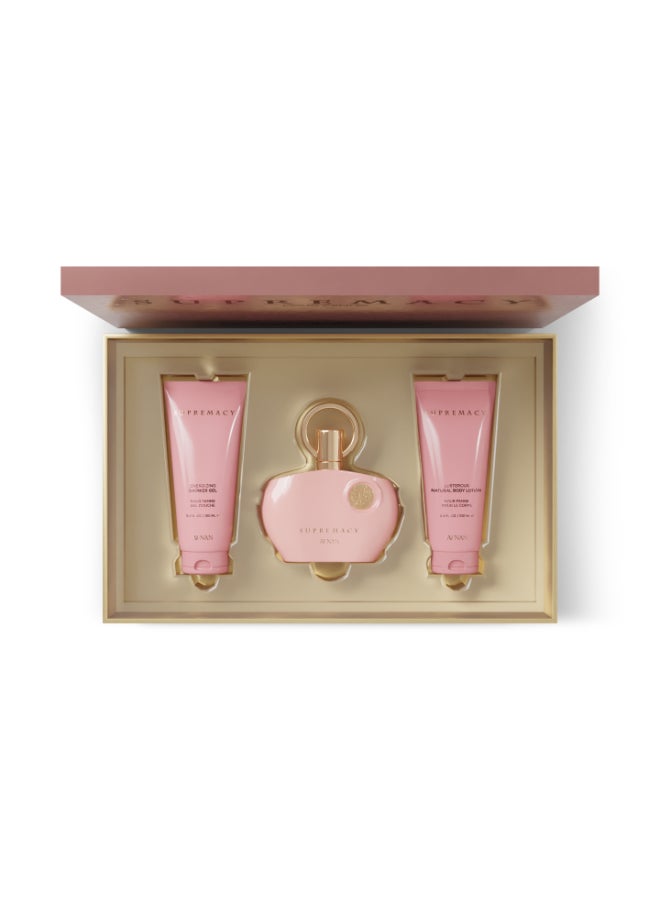 Gift Set Supremacy Pink Eau De Parfum, 100 Ml + Shower Gel 100 Ml + Body Lotion 100 Ml, Perfume Gift Set For Women
