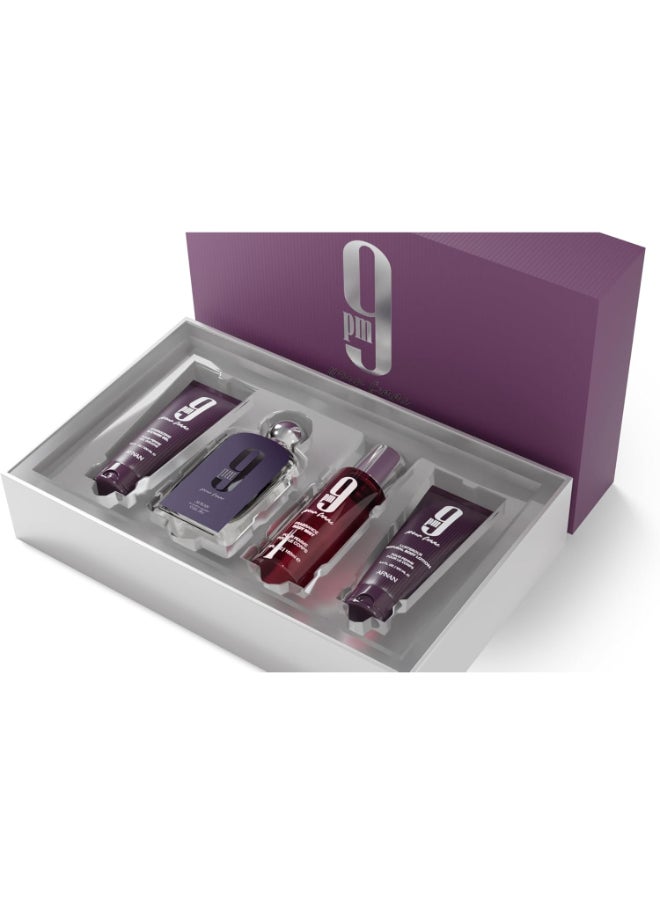 Gift Set 9 Pm Femme Eau De Parfum 100 Ml + Shower Gel 100 Ml + Body Lotion100 Ml + Body Mist 150 Ml, Perfume Gift Set For Women