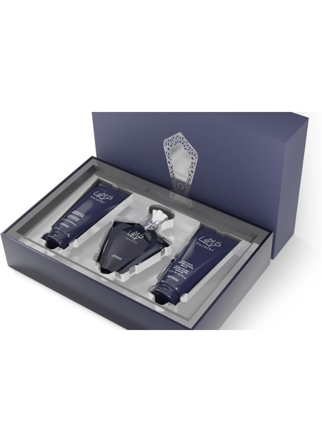 Gift Set Turathi Homme Blue Eau De Perfume 100 Ml + Shower Gel 100 Ml + After Shave 100 Ml, Perfume Gift Set For Men