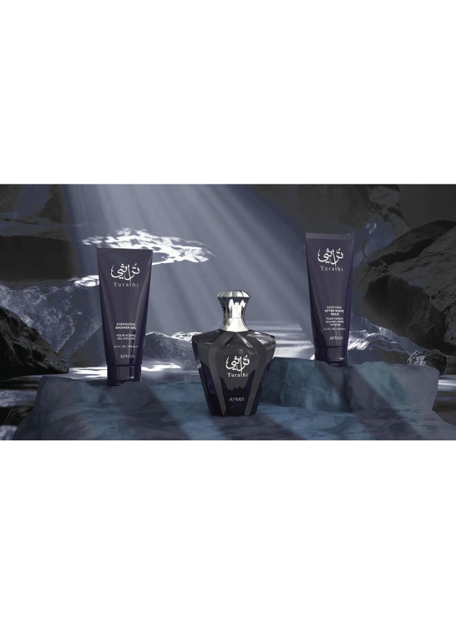 Gift Set Turathi Homme Blue Eau De Perfume 100 Ml + Shower Gel 100 Ml + After Shave 100 Ml, Perfume Gift Set For Men