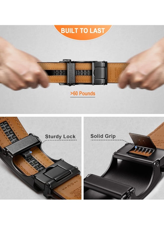 Men Belts, Ratchet Sliding Belt Adjustable For Mens Dress Casual Pant Oxfords, Cut for Fit(Set of 2,length:50 in)