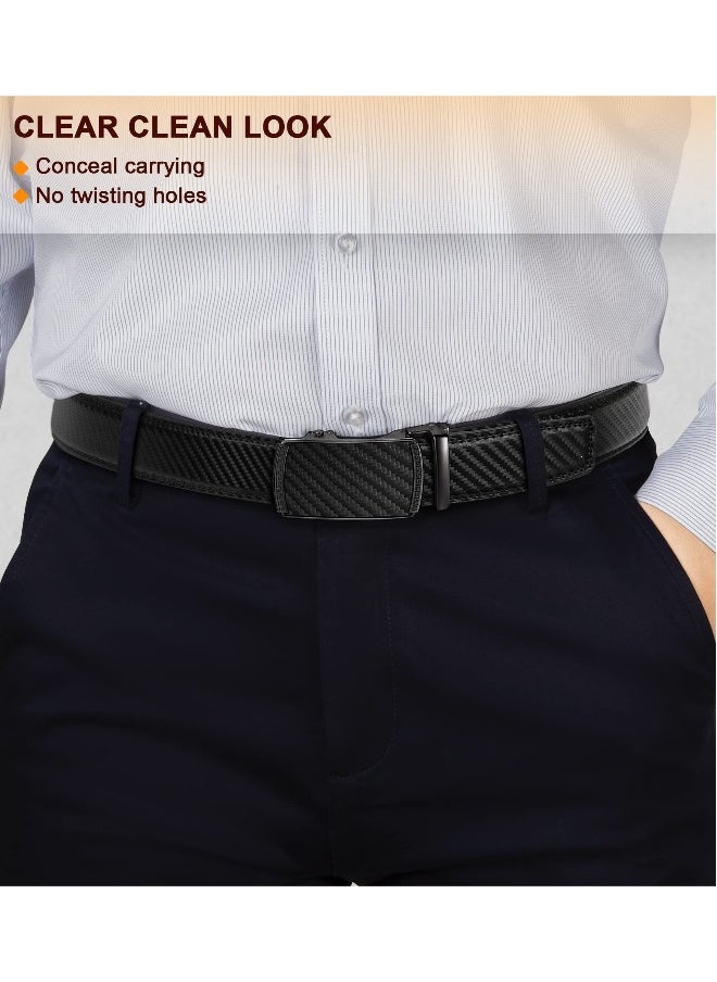 Men Belts, Ratchet Sliding Belt Adjustable For Mens Dress Casual Pant Oxfords, Cut for Fit(Set of 2,length:50 in)
