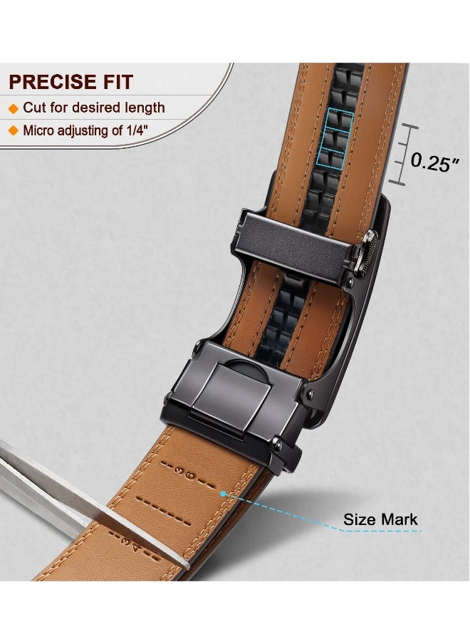 Men Belts, Ratchet Sliding Belt Adjustable For Mens Dress Casual Pant Oxfords, Cut for Fit(Set of 2,length:50 in)