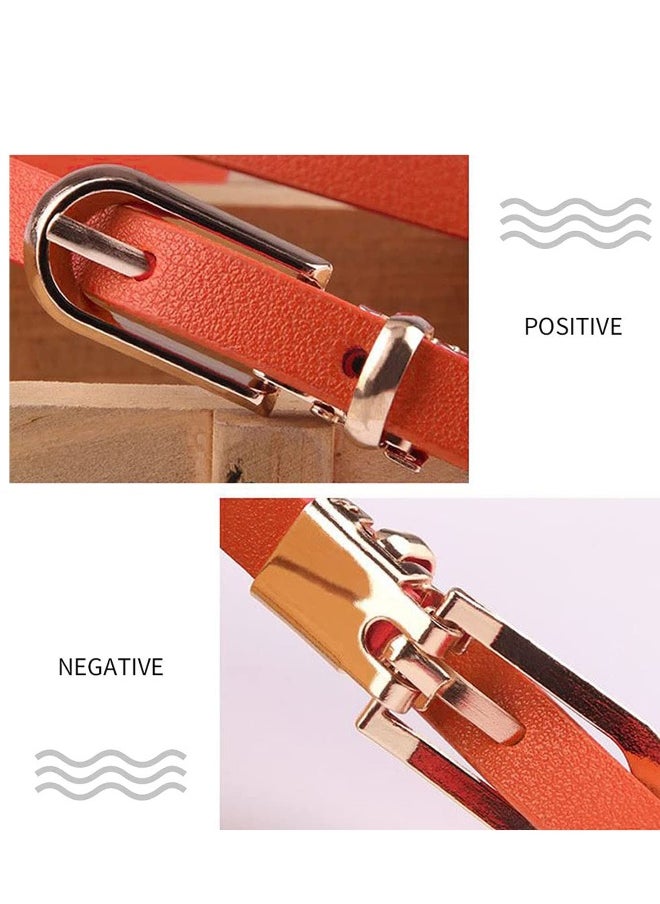 Women Skinny Leather Belts, 3 PCS Thin Jean Waist Belt, with Metal Buckle Solid Color Patent with Alloy for Jeans Dress Fashion