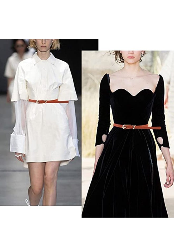 Women Skinny Leather Belts, 3 PCS Thin Jean Waist Belt, with Metal Buckle Solid Color Patent with Alloy for Jeans Dress Fashion