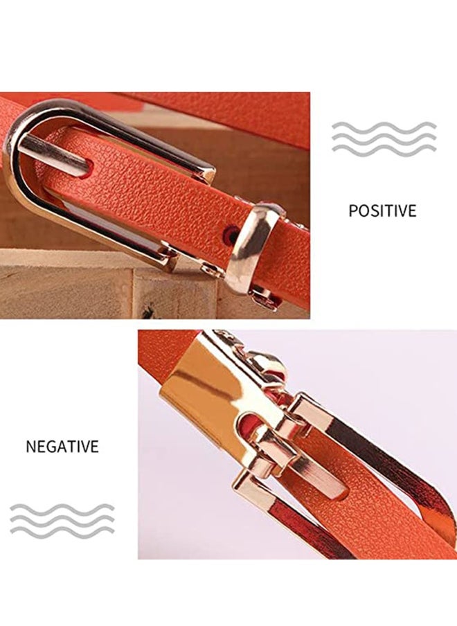 Women Skinny Leather Belts, 3 PCS Thin Jean Waist Belt, with Metal Buckle Solid Color Patent with Alloy for Jeans Dress Fashion
