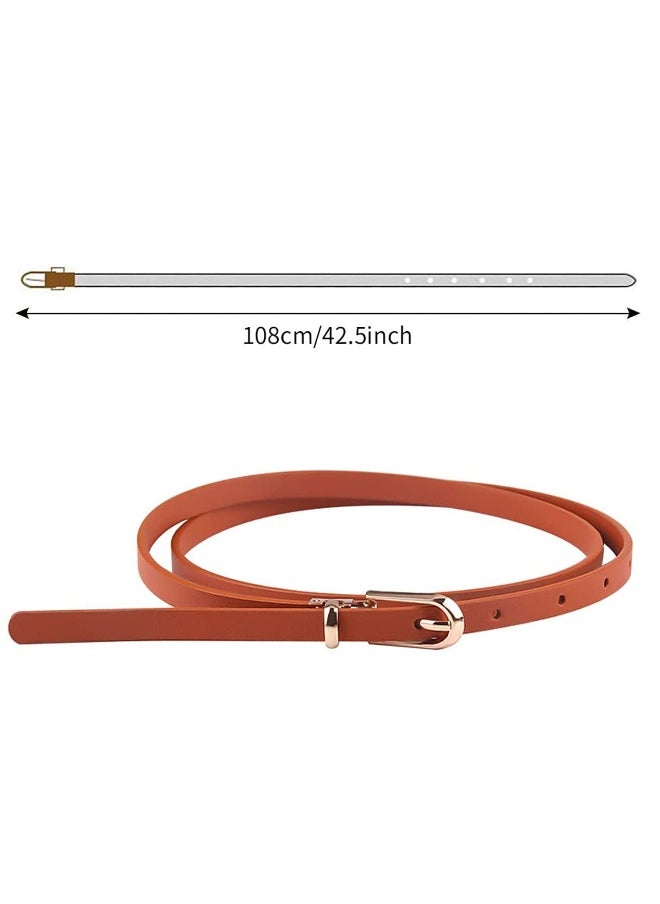 Women Skinny Leather Belts, 3 PCS Thin Jean Waist Belt, with Metal Buckle Solid Color Patent with Alloy for Jeans Dress Fashion