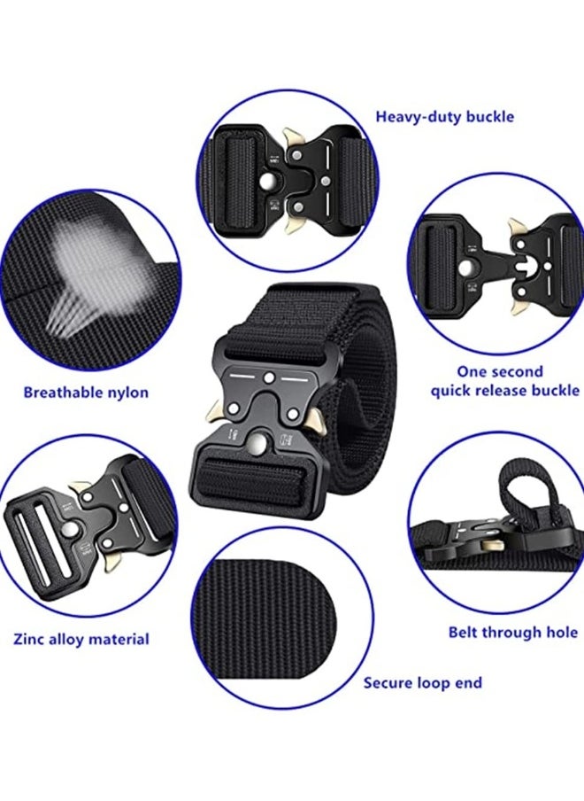 Mens Tactical Belt 3-Pack, Military Style Casual Belts for Men, Versatile Multi-Use Design