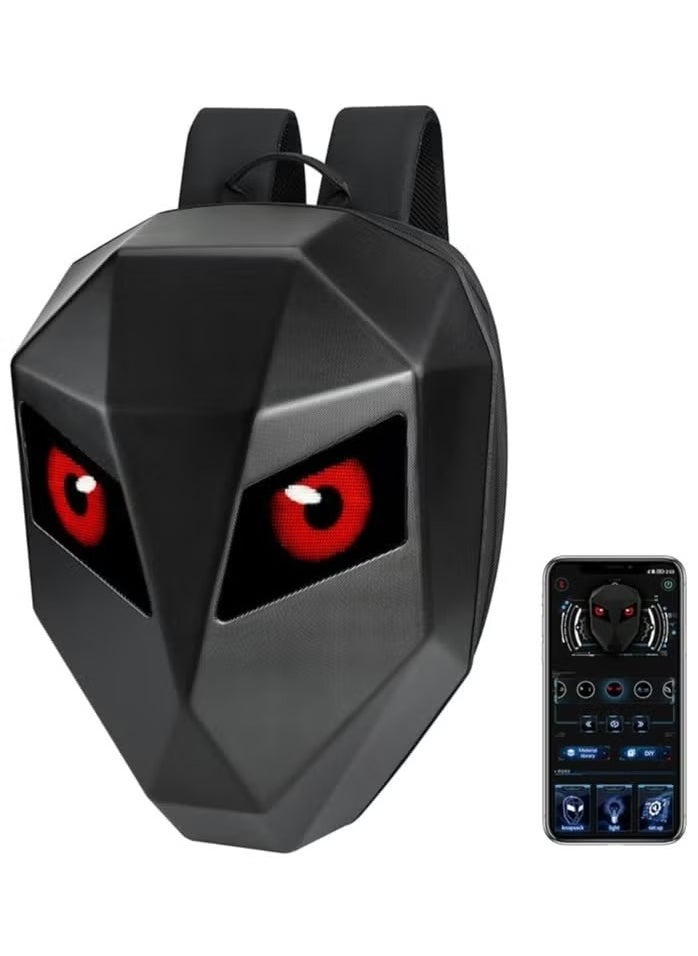 Motorcycle Backpack with 19 Programmable Color LED Display, Customizable LED Screen, USB Charging Port, Spacious Compartments, Durable and Comfortable