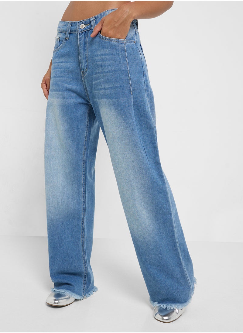 Mid Rise Wide Leg Jeans