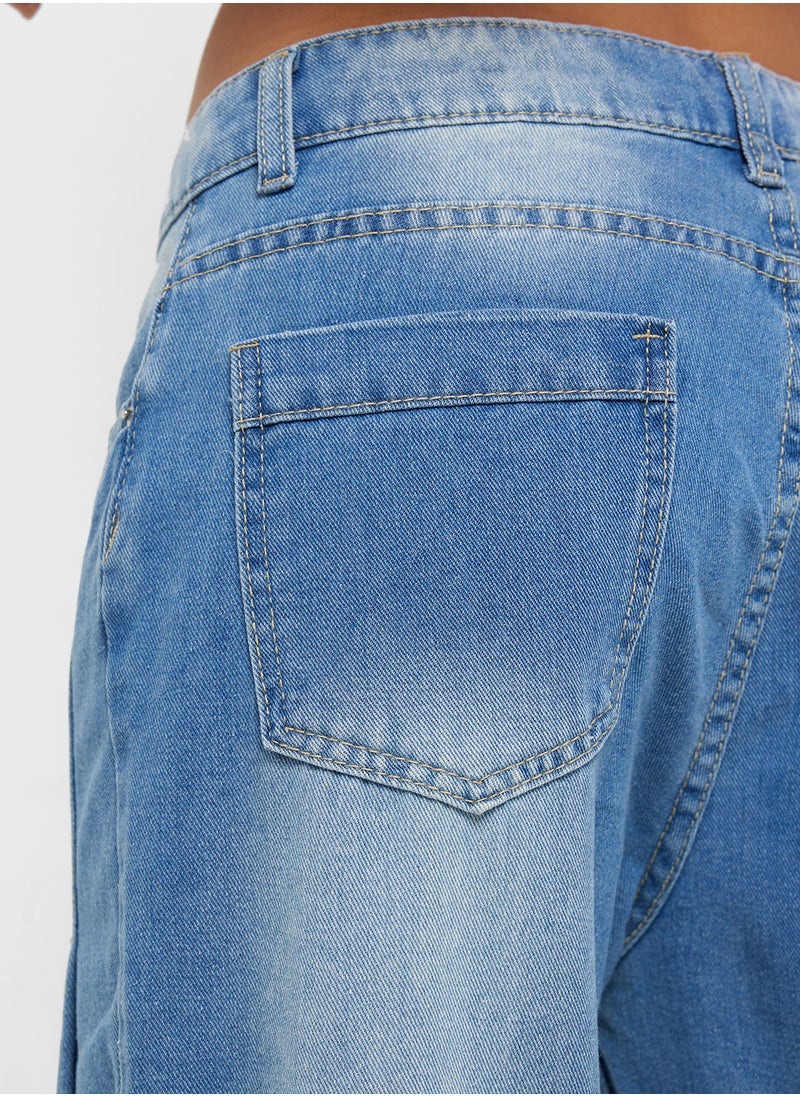 Mid Rise Wide Leg Jeans