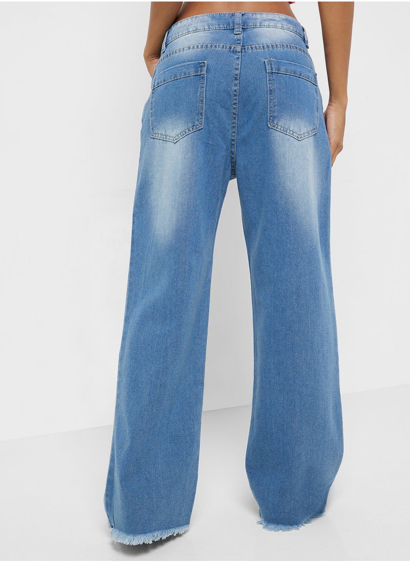 Mid Rise Wide Leg Jeans