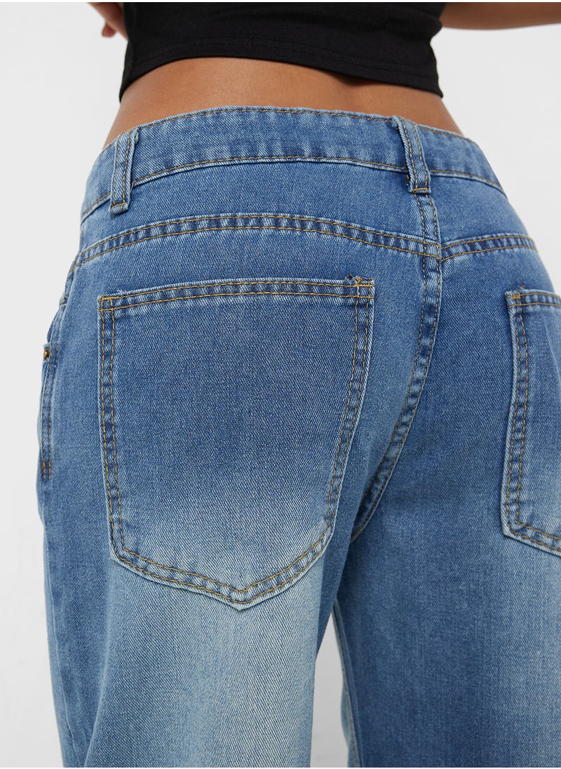 Mid Rise Wide Leg Boyfriend Jeans