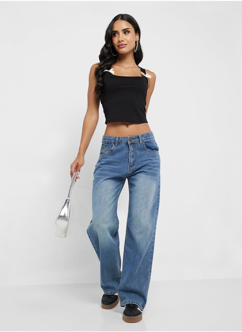 Mid Rise Wide Leg Boyfriend Jeans