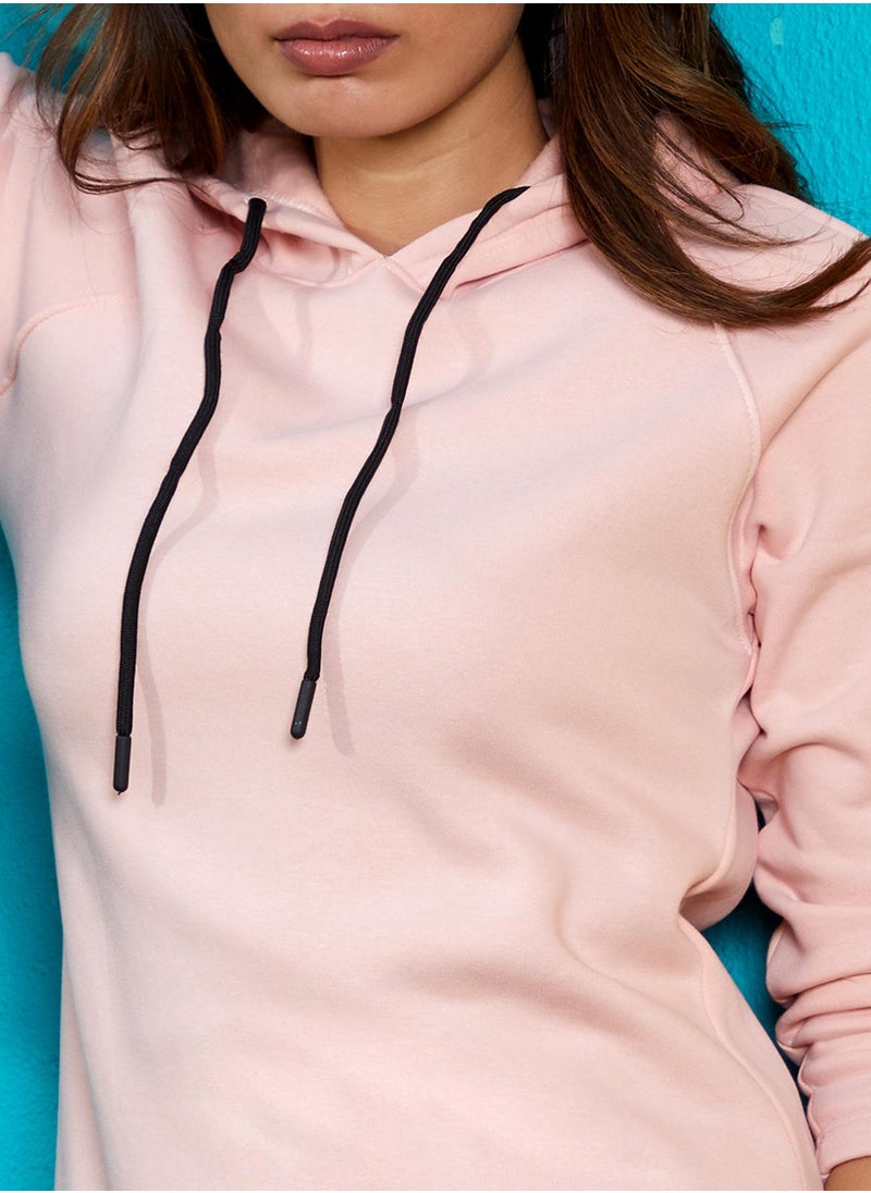 Women's Baby Pink Long Pullover Hoodie