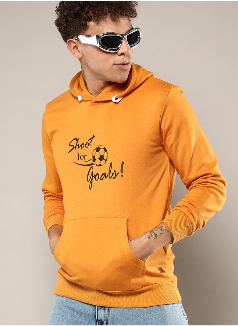 Men's Mustard Yellow Shoot For Goals Hoodie With Kangaroo Pocket