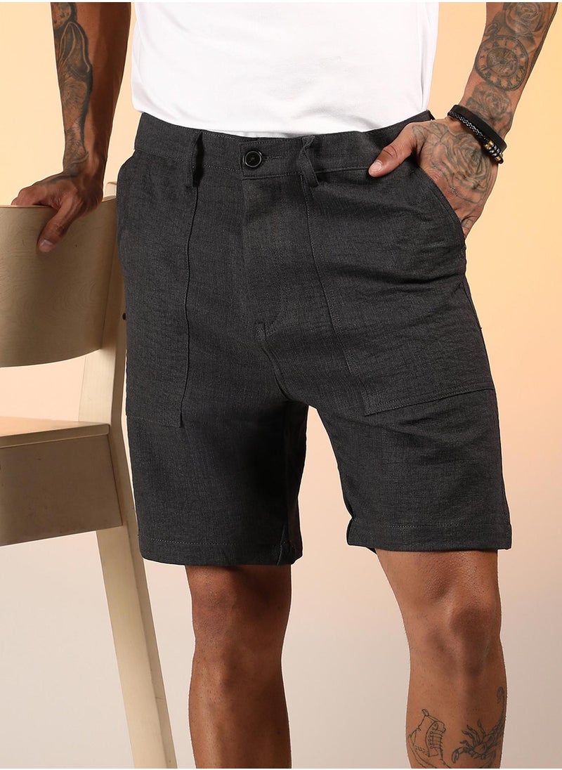 Men's Charcoal Grey Tailored Carpenter Shorts