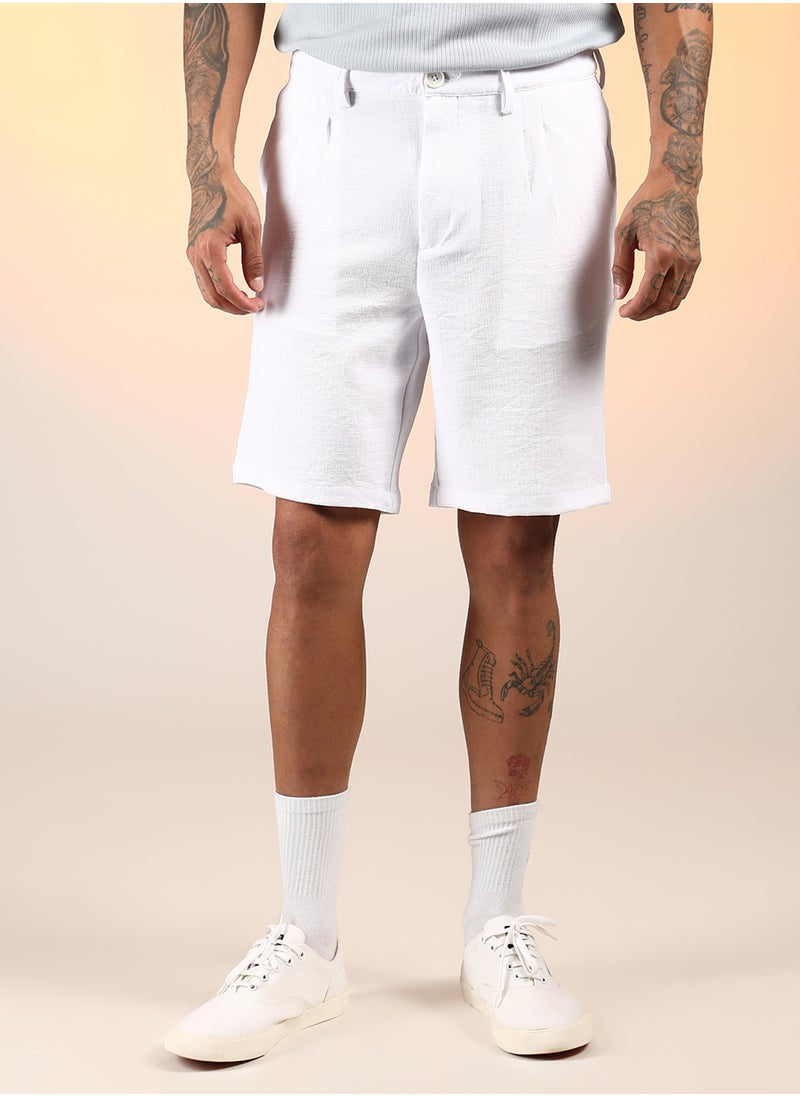Men's Chalk White Wrinkled Tailored Shorts