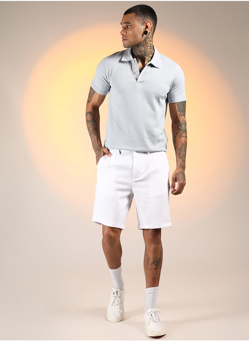 Men's Chalk White Wrinkled Tailored Shorts