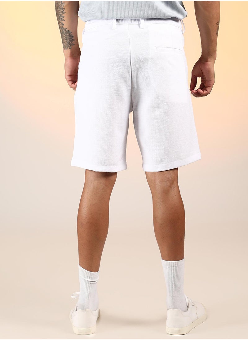 Men's Chalk White Wrinkled Tailored Shorts