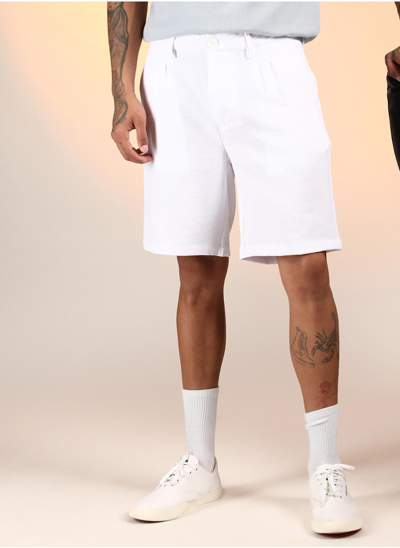 Men's Chalk White Wrinkled Tailored Shorts