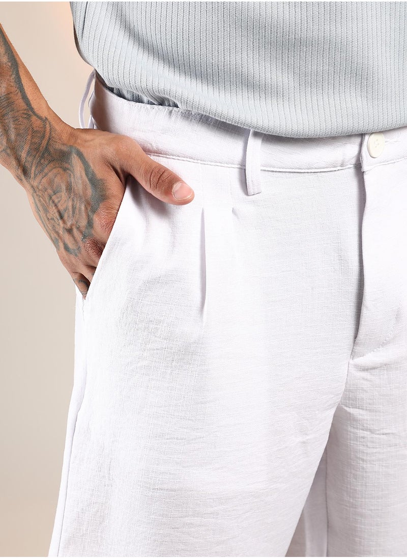 Men's Chalk White Wrinkled Tailored Shorts