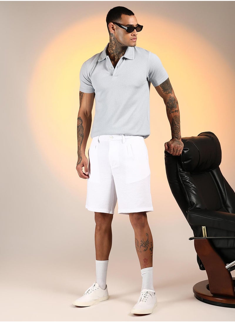 Men's Chalk White Wrinkled Tailored Shorts