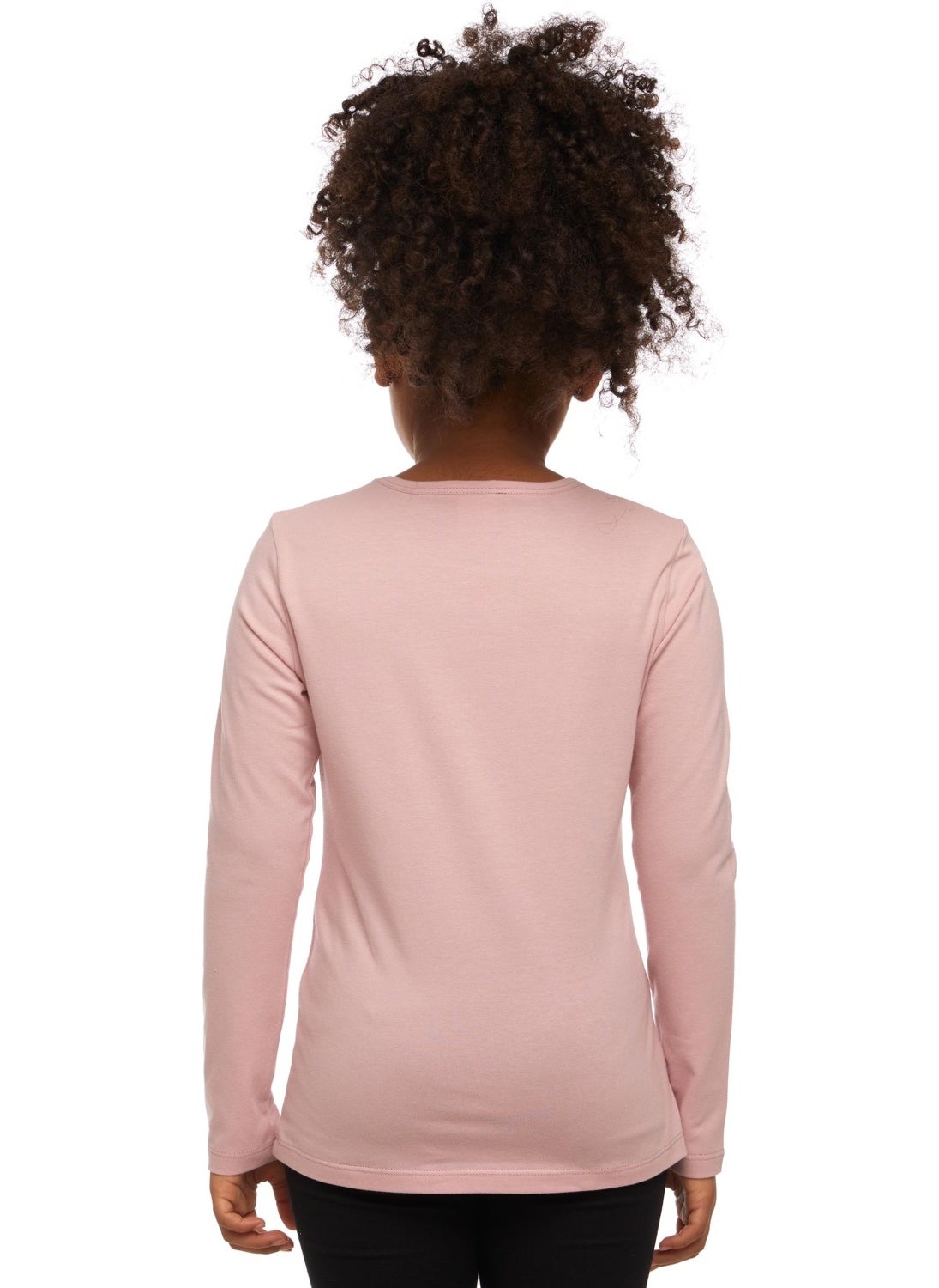 Powder Pink Basic Seasonal Lycra Long Sleeve Girls T-Shirt